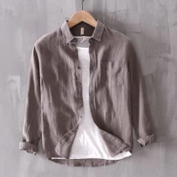 New Designer Solid Linen Brand Shirt Men Fashion Casual Green Shirts For Men Pure Flax Tops Camisa Masculina Chemise