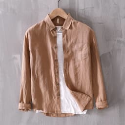 New Designer Solid Linen Brand Shirt Men Fashion Casual Green Shirts For Men Pure Flax Tops Camisa Masculina Chemise