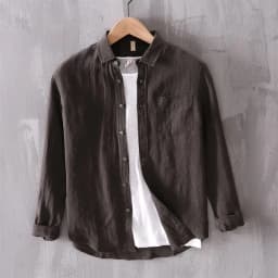 New Designer Solid Linen Brand Shirt Men Fashion Casual Green Shirts For Men Pure Flax Tops Camisa Masculina Chemise