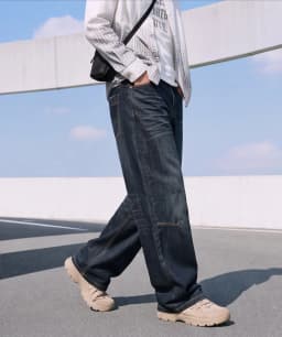 British Style Heavy Washed Baggy Men's Jeans Autumn Winter Denim Pants Man Rice Shaped Flag Wide Leg Straight Woman Trouser Male