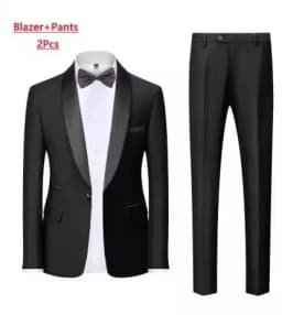 US Size Men Lapel Black Collar 3 Pcs Suit Set Coat Vest Trousers / Business Groom Wedding Dress Fprmal Blazer Pants Waistcoat