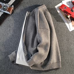 New Autumn and Winter Men's Knitted Sweater Cardigan Versatile Base Fake Two-Piece Jacket Fashionable Casual Men's Clothing Tops
