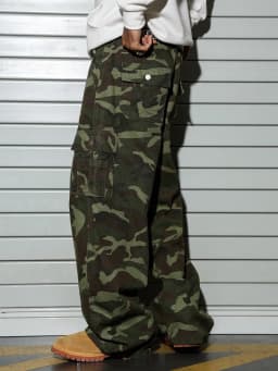 Men's Wide-Leg Camo Cargo Pants, Multi-Pocket Military Tactical Trousers, Streetwear Hip-Hop Loose Casual Work Pants