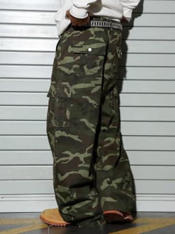 Men's Wide-Leg Camo Cargo Pants, Multi-Pocket Military Tactical Trousers, Streetwear Hip-Hop Loose Casual Work Pants