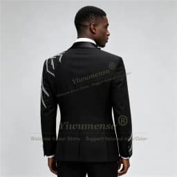 Luxury Men Suit Sets 2 Pieces Shawl Lapel Crystal Blazer Customized Double Breasted Beads Rhinestone Coat Pants Terno Masculinos