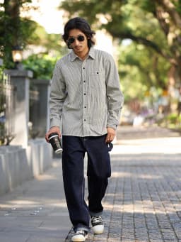 3903 Good Quality Striped Jeans For Man Multi Pockets Cargo Style Straight Casual Loose Trendy Streetwear Boyfriend Denim Pants