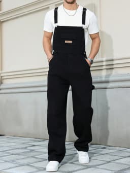 Men's Four - Season Black Denim Overalls, Simple and Casual Style, Retro and Daily