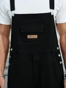 Men's Four - Season Black Denim Overalls, Simple and Casual Style, Retro and Daily