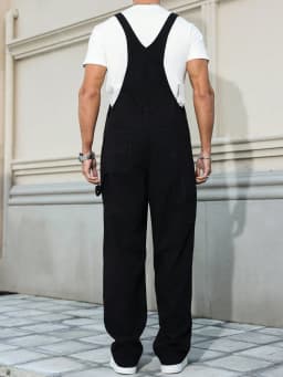 Men's Four - Season Black Denim Overalls, Simple and Casual Style, Retro and Daily