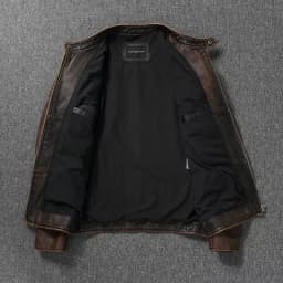 Vintage Black Brown Real Cowhide Genuine Leather Jacket Real Fur Men's Leather Jacket Men Leather Jacket Motorcycle Coat