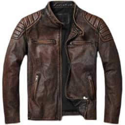 Vintage Black Brown Real Cowhide Genuine Leather Jacket Real Fur Men's Leather Jacket Men Leather Jacket Motorcycle Coat