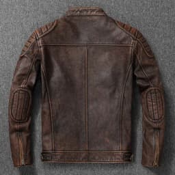 Vintage Black Brown Real Cowhide Genuine Leather Jacket Real Fur Men's Leather Jacket Men Leather Jacket Motorcycle Coat
