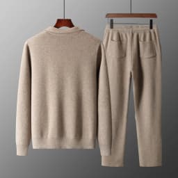MVLYFLRT Men's 100% Merino Wool Two-Piece Suit Zipper Cardigan And Elastic Waist Pants Casual Warm Autumn Winter Clothing Set...