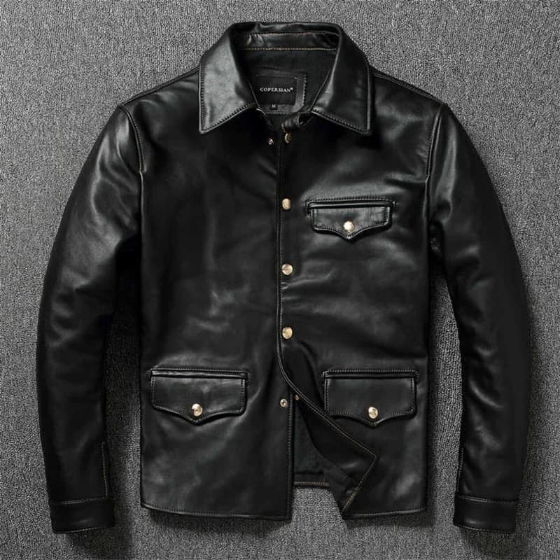 Imported oil wax top layer leather jacket leather jacket male brakeman casual lapel dispatcher horse leather jacket