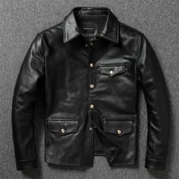 Imported oil wax top layer leather jacket leather jacket male brakeman casual lapel dispatcher horse leather jacket
