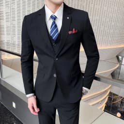 Men's Large Size Three-Piece Suit Set - High-Quality Solid Color Fashion Business Professional Suit with Vest And Trousers