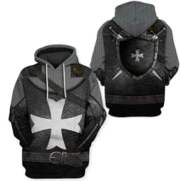 Medieval Templar Knight Graphic Hoodie Men Funny Cosplay Costume Streetwear 3d Printed Uniform Hoodies Fashion Hooded Pullover