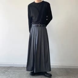 Double Belt Pleated Skirt for Men and Women Japan Harajuku Streetwear Dark Black Skirt Pants Net Celebrity Skirt Stage Clothing