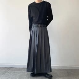 Double Belt Pleated Skirt for Men and Women Japan Harajuku Streetwear Dark Black Skirt Pants Net Celebrity Skirt Stage Clothing