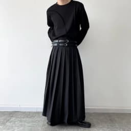 Double Belt Pleated Skirt for Men and Women Japan Harajuku Streetwear Dark Black Skirt Pants Net Celebrity Skirt Stage Clothing
