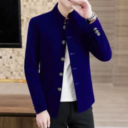 Men's Light Luxury Golden Velvet Coat Youth Fashion Trend Solid Color Stand Collar MAO Suit Handsome Boutique Item