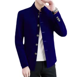 Men's Light Luxury Golden Velvet Coat Youth Fashion Trend Solid Color Stand Collar MAO Suit Handsome Boutique Item