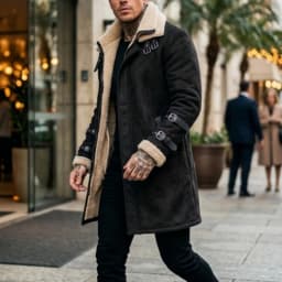 New Winter Windproof Jacket - Mid-length Warm Fleece Coat Double Collar Double-layered Outdoor Warm Coat Street Mens Jacket