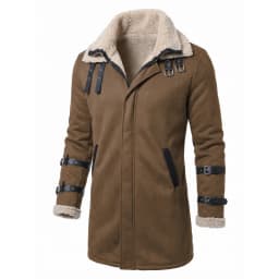 New Winter Windproof Jacket - Mid-length Warm Fleece Coat Double Collar Double-layered Outdoor Warm Coat Street Mens Jacket