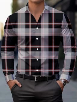 Men's Stylish Casual Long Sleeve Shirt Breathable Tops Gradient Casual Business Shirts Full Sleeve shirts Turn-Down Collar