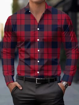Men's Stylish Casual Long Sleeve Shirt Breathable Tops Gradient Casual Business Shirts Full Sleeve shirts Turn-Down Collar