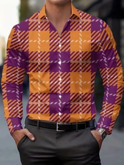 Men's Stylish Casual Long Sleeve Shirt Breathable Tops Gradient Casual Business Shirts Full Sleeve shirts Turn-Down Collar