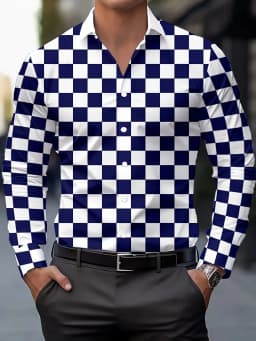 Men's Stylish Casual Long Sleeve Shirt Breathable Tops Gradient Casual Business Shirts Full Sleeve shirts Turn-Down Collar