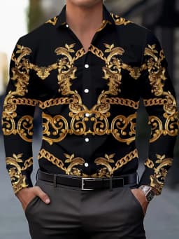 Men's Stylish Casual Long Sleeve Shirt Breathable Tops Gradient Casual Business Shirts Full Sleeve shirts Turn-Down Collar