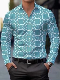 Men's Stylish Casual Long Sleeve Shirt Breathable Tops Gradient Casual Business Shirts Full Sleeve shirts Turn-Down Collar
