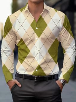 Men's Stylish Casual Long Sleeve Shirt Breathable Tops Gradient Casual Business Shirts Full Sleeve shirts Turn-Down Collar