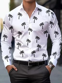 Men's Stylish Casual Long Sleeve Shirt Breathable Tops Gradient Casual Business Shirts Full Sleeve shirts Turn-Down Collar