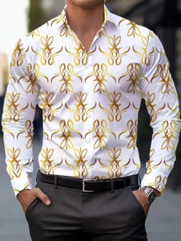 Men's Stylish Casual Long Sleeve Shirt Breathable Tops Gradient Casual Business Shirts Full Sleeve shirts Turn-Down Collar