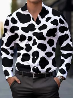 Men's Stylish Casual Long Sleeve Shirt Breathable Tops Gradient Casual Business Shirts Full Sleeve shirts Turn-Down Collar