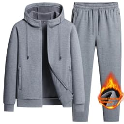 2025 Mens Winter Fleece Running Set Hooded Cardigan Sweatshirt Pants 2 Piece Tracksuit Sports Outfit Casual ensemble jogging