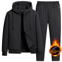2025 Mens Winter Fleece Running Set Hooded Cardigan Sweatshirt Pants 2 Piece Tracksuit Sports Outfit Casual ensemble jogging