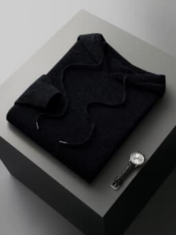 MVLYFLRT Men's 100% Merino Wool Sweater Hooded Collar Knitted Pullover Sweatshirt Autumn Winter Casual Large Tops Long Sleeved