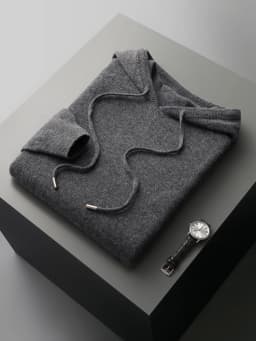 MVLYFLRT Men's 100% Merino Wool Sweater Hooded Collar Knitted Pullover Sweatshirt Autumn Winter Casual Large Tops Long Sleeved