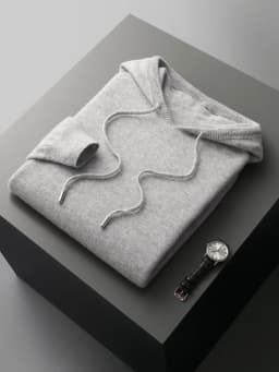 MVLYFLRT Men's 100% Merino Wool Sweater Hooded Collar Knitted Pullover Sweatshirt Autumn Winter Casual Large Tops Long Sleeved