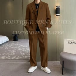 Fashion Ivory Loose Suits For Men Boyfriend Clothing 2026 New Casual Jacket Pants 2Pcs Set Custom Made Male Wear costume homme