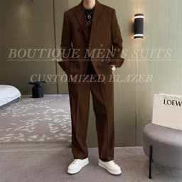 Fashion Ivory Loose Suits For Men Boyfriend Clothing 2026 New Casual Jacket Pants 2Pcs Set Custom Made Male Wear costume homme