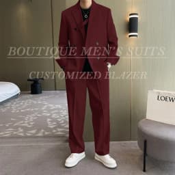 Fashion Ivory Loose Suits For Men Boyfriend Clothing 2026 New Casual Jacket Pants 2Pcs Set Custom Made Male Wear costume homme