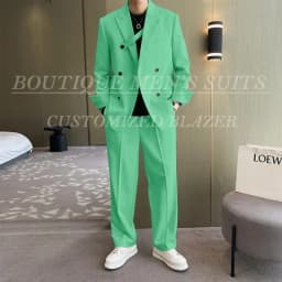 Fashion Ivory Loose Suits For Men Boyfriend Clothing 2026 New Casual Jacket Pants 2Pcs Set Custom Made Male Wear costume homme