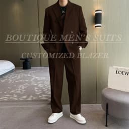 Fashion Ivory Loose Suits For Men Boyfriend Clothing 2026 New Casual Jacket Pants 2Pcs Set Custom Made Male Wear costume homme