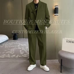 Fashion Ivory Loose Suits For Men Boyfriend Clothing 2026 New Casual Jacket Pants 2Pcs Set Custom Made Male Wear costume homme