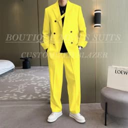 Fashion Ivory Loose Suits For Men Boyfriend Clothing 2026 New Casual Jacket Pants 2Pcs Set Custom Made Male Wear costume homme